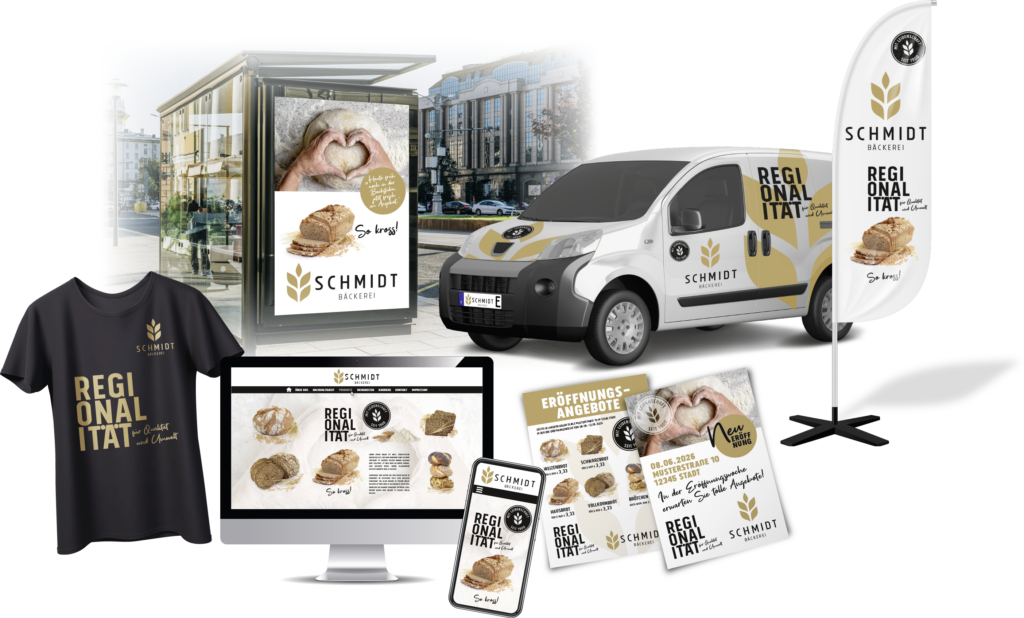 Gesamtkonzept der Bäckerei Schmidt erstellt von Schreyer Verpackungen