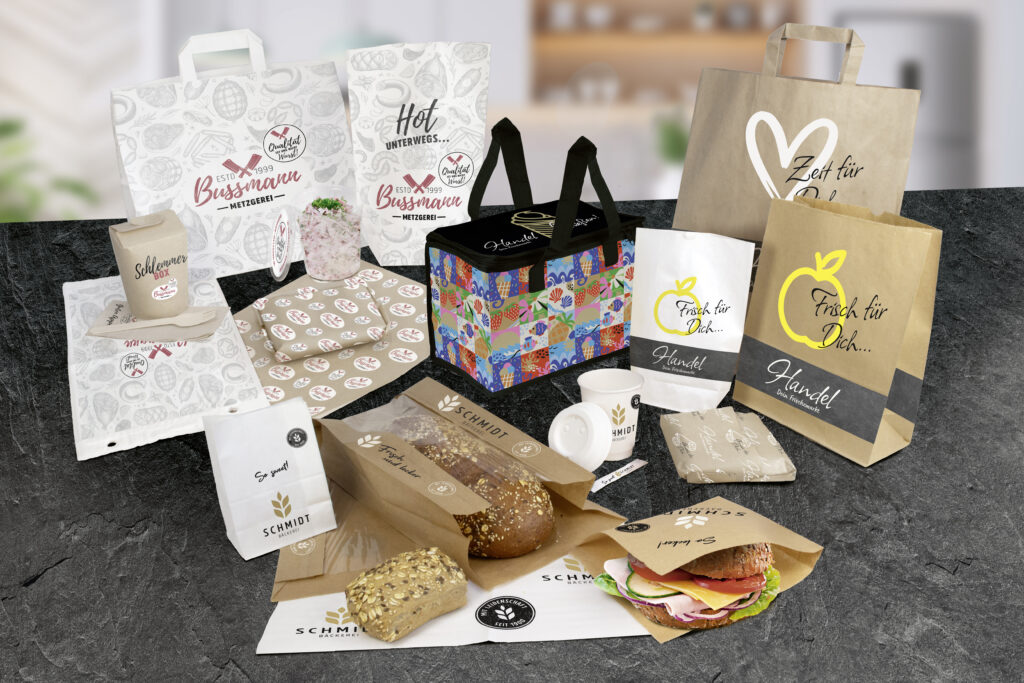 Bildercollage Bäckerei Schmidt, Metzgerei Bussmann, Lebensmitteleinzelhandel Handel erstellt von Schreyer Verpackungen KG